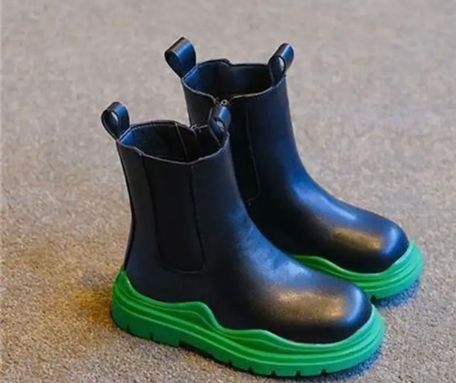 Black & Green Boots
